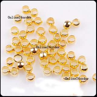 Gold / Silver Plated Crimps Round Findings Beads 2 4mm bead  