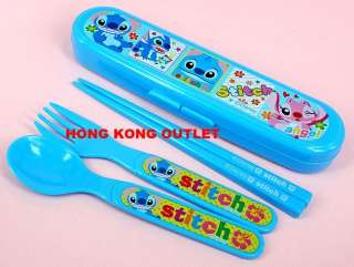 Lilo & Stitch Spoon Fork Chopsticks + Case Set B75a  