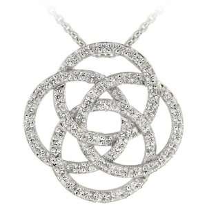 Icz Stonez Sterling Silver Cubic Zirconia Interlocking Circle Necklace