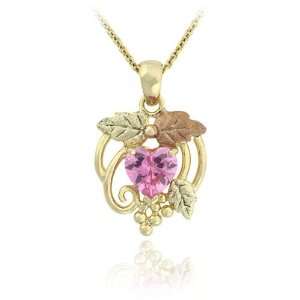 Icz Stonez Gold over Sterling Silver Leaf Pink Cubic Zirconia Pendant