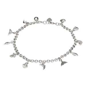    Sterling Silver 10 inch Sea Creature and Shell Anklet. Jewelry