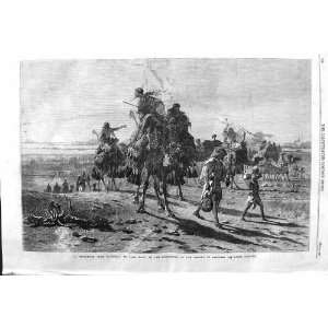  1862 CAMEL DEPARTURE PALMYRA DESERT CARL HAAG OLD PRINT 