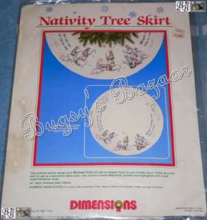Dimensions NATIVITY Christmas Tree Skirt Stamped Cross Stitch Kit 