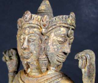 LARGE OLD BRONZE 4 HEADED BUDDHA STATUE CAMBODIA BLESED  