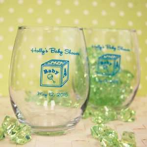   Personalized Baby Shower Stemless Wine Glass