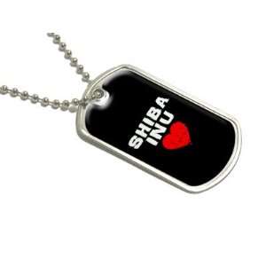  Shiba Inu Love   Black   Military Dog Tag Luggage Keychain 