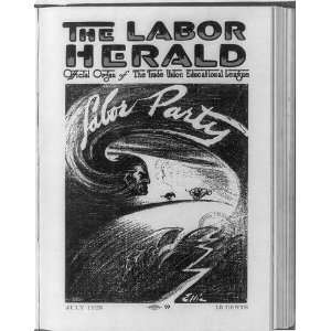 Cartoon Drawing,The Labor Herald,1922 23,Labor Party,donkey,elephant 