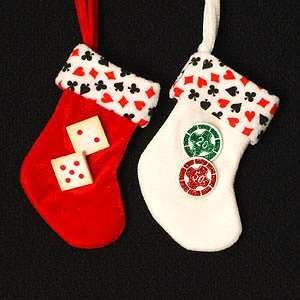  5.75 Red Casino Gambling Dice Mini Christmas Stocking 