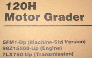 Caterpillar 120H Motor Grader Parts Catalog Manual book s/n 5FM1 & up 