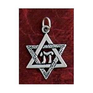   Silver Charm, Star of David w/Hebrew Symbol, 15/16 inch Jewelry