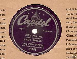 Capitol 78 ANDY RUSSELL & PIED PIPERS Underneath Arches / Just for Me 