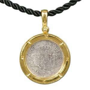 Authentic El Cazador Shipwreck Coin in a Gold Toned Sterling Silver 