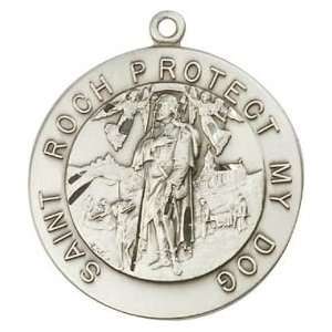    St. Roch in.Protect My Petin. Sterling Round Medal Jewelry