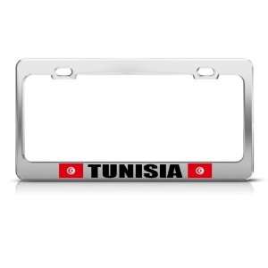 Tunisia Flag Chrome Country license plate frame Stainless Metal Tag 