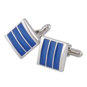  3 Stripe Blue Enamel Cufflinks