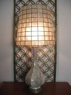 Vintage Hollywood Regency Pottery Table Lamp Pearlescent Drip Glaze 