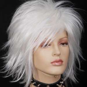 KW103 Short White Spike Halloween Cosplay Wigs New  