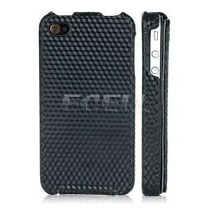     BLACK CUBE LEATHER FLIP CASE COVER FOR iPHONE 4 4G Electronics