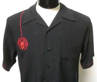 NEW 50s Retro Spider BLACK WIDOW Bar Bowling Shirt M L  