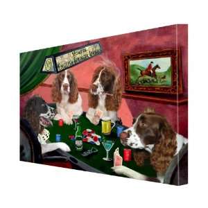  House of glish Springer Spaniels Dogs Playing Poker Canvas 