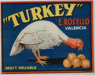 TURKEY Vintage Spanish Onion Crate Label  