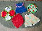Vintage Crocheted Kitchen Potholders Clover Dress Knot Pant Leaf 
