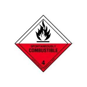  Spontaneously Combustible Label, Worded, Paper, Pack of 50 