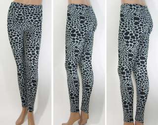 Gray Black Dalmatian Spots Spandex Tights Leggings S~M  