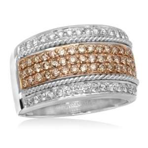   Champagne Diamond Fashion Ring 1 Carat (Ctw) 14K White Gold Ring
