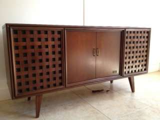 ZENITH STEREO CONSOLE RECORD PLAYER TUNER CREDENZA MID CENTURY MODERN 