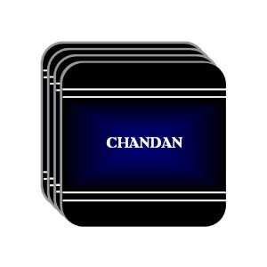 Personal Name Gift   CHANDAN Set of 4 Mini Mousepad Coasters (black 