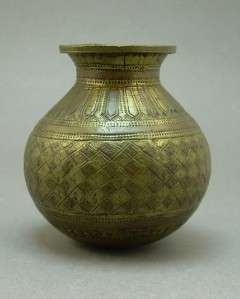 Vintage Indian Solid Brass Miniature Vase Made In India  