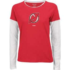  New Jersey Devils Womens Sequin Logo Long Sleeve Layered 