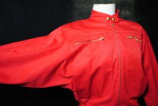 Rare Vintage Escada Coat Red Bomber Size 8 EUC  