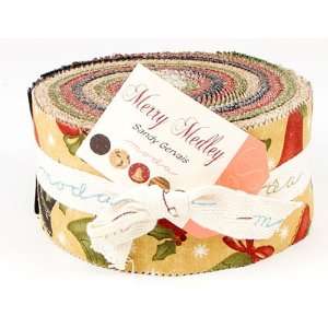 Sandy Gervais MERRY MEDLEY Jelly Roll 2.5 Fabric Quilting Strips Moda 