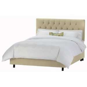  Tufted Bed in Velvet Buckwheat Size Queen