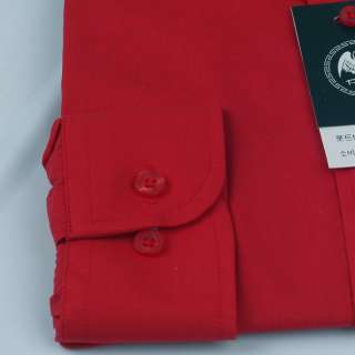 NEW MENS RED SOLID DRESS BUSINESS SHIRTS 16.9 Large  