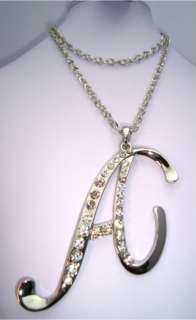 Letter A Diamante Chain Necklace New Sparkly Gift Idea  