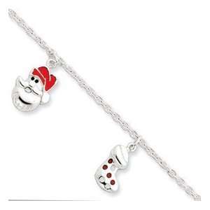  Sterling Silver Enameled Holiday Bracelet (Christmas Stockings 