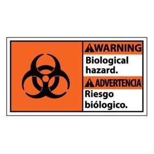  Bilingual Vinyl Sign   Warning Biological Hazard 