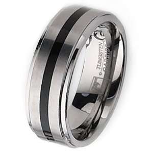   Chisel Tungsten Ring with Black Enamel (8.0 mm)   Size 12.0 Chisel