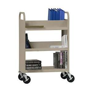 Flat Bottom Shelf Steel Book Cart   37Lx18Wx42H 