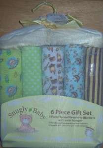 Snugly Baby 6 Piece Gift Set, Receiving Blankets, Baby Shower, Diaper 