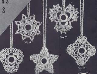 Vintage Crochet Pattern Shade Light Pulls Snowflakes  