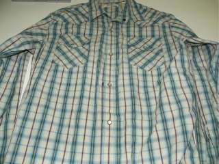 Levis LS Pearl Snap L Large 16.5 X 35 / 36 Plaid Cotton Shirt  