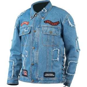  Rag Denim Motorcycle Jacket with Patches Automotive