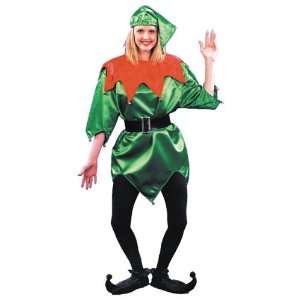  Green Satin Christmas Elf Costume with Bells Everything 
