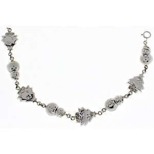  Sterling Silver Snowman and Christmas Tree Link Bracelet Jewelry