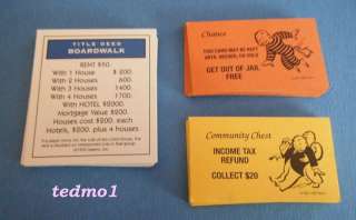 1999 MONOPOLY DEEDS / CHANCE / COMMUNITY CHEST CARDS  