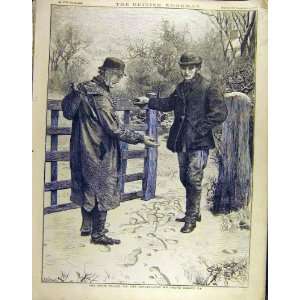  1869 Snow Track Footprints Knight Gentlemen Gate Print 
